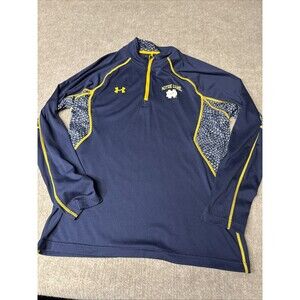 Note Dame Under Armour Quarter Zip Sweatshirt Mens large Navy Heat Gear